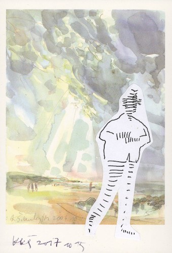 Cartoon: Walk in the landscape (medium) by Kestutis tagged dada,postcard,landscape,kestutis,lithuania