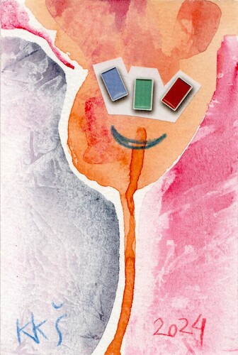 Cartoon: Watercolor flower (medium) by Kestutis tagged watercolor,flower,dada,postcard,art,kunst,kestutis,lithuania