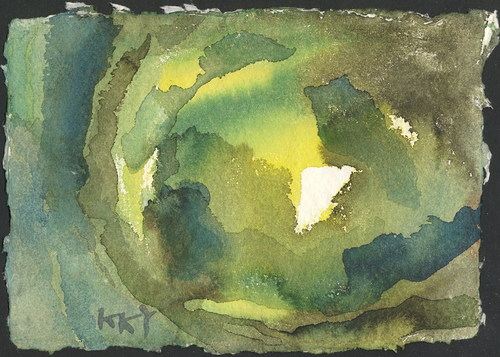 Cartoon: Watercolor. Green evening (medium) by Kestutis tagged kestutis,lithuania,green,watercolor,aquarell