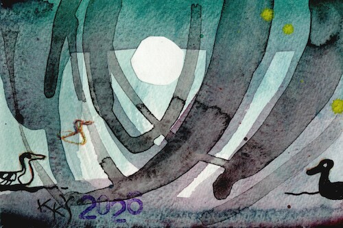 Cartoon: White Full Moon Night (medium) by Kestutis tagged moon,night,dada,postcard,art,kunst,kestutis,lithuania,white