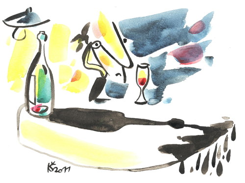 Cartoon: WINE AND NIGHT (medium) by Kestutis tagged wine,night,shadow,depression,glass,finisch