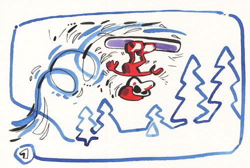 Cartoon: Winter Olympic. Snowboarding (medium) by Kestutis tagged snowboarding,winter,olympic,sports,fir,snow,sochi,2014,kestutis,lithuania