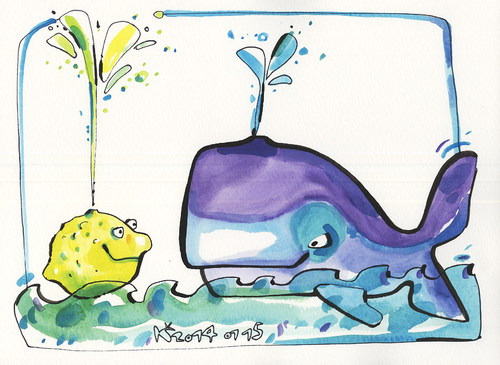 Cartoon: Yellow Whale (medium) by Kestutis tagged yellow,whale,lemon,culinary,turtle,kitchen,submarine,kestutis,lithuania
