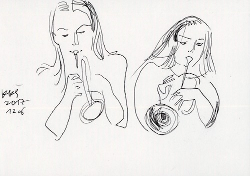 Cartoon: Brass band (medium) by Kestutis tagged brass,band,sketch,kestutis,lithuania,music