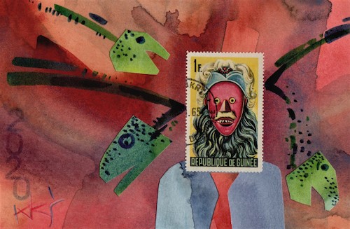 Cartoon: Mask and virus (medium) by Kestutis tagged mask,virus,postcard,art,kestutis,lithuania,kunst,dada,coronavirus,epidemic