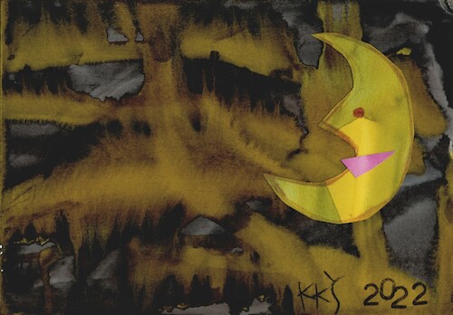 Cartoon: New moon mask (medium) by Kestutis tagged moon,mask,calendar,dada,philately,tiger,bigpostcard,kestutis,lithuania