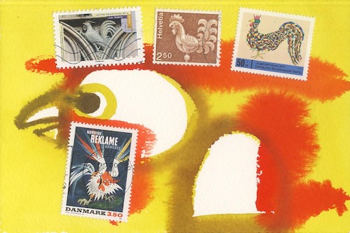 Cartoon: Rooster year (medium) by Kestutis tagged rooster,year,postcard,mail,art,dada,kestutis,lithuania