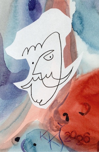 Cartoon: Self-portrait cartoon (medium) by Kestutis tagged selfportrait,cartoon,dada,postcard,art,kunst,kestutis,lithuania