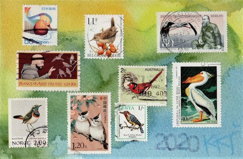 Cartoon: Sermon to birds (medium) by Kestutis tagged bird,dada,postcard,postage,stamp,kestutis,lithuania