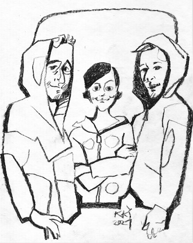 Cartoon: Three actors (medium) by Kestutis tagged actors,kestutis,lithuania,theater