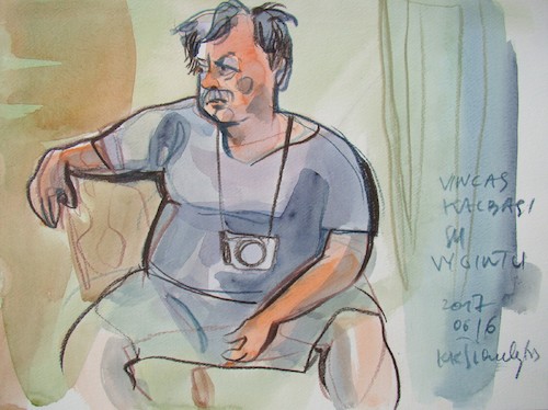 Cartoon: Vincas Jackevicius (medium) by Kestutis tagged sketch,kestutis,lithuania,watercolor