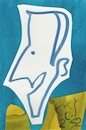 Cartoon: E. Macron in one line. 2. 3. 4. (small) by Kestutis tagged macron ghost wine yellow vest oneline dada postcard art kunst kestutis lithuania
