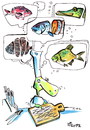 Cartoon: LINES (small) by Kestutis tagged lines,fish,food,adventure,chef,pirate,animal,kitchen,cook,kestutis,siaulytis,lithuania,turtle,pirates,knife,messer,pike,hecht
