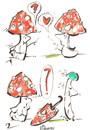 Cartoon: LOVE STORY (small) by Kestutis tagged love umbrella mushrooms pilz fliegenpilz forest wald sexuality accident incident