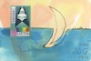 Cartoon: Moon descends to the sea (small) by Kestutis tagged dada postcard kestutis lithuania mail art