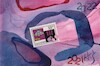 Cartoon: Moths in postage stamps (small) by Kestutis tagged dada postcard postage stamps briefmarke kestutis lithuania philatelie