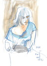 Cartoon: Painter Ieva (small) by Kestutis tagged dada,sketch,kestutis,lithuania,painter,latvia