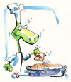 Cartoon: Pie with mushrooms (small) by Kestutis tagged turtle,pie,mushrooms,cook,chef,pirate,food,kitchen,cookery,kestutis,lithuania
