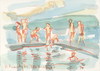 Cartoon: Summer at the Lake (small) by Kestutis tagged lithuania summer lake kestutis swimming sketch watercolor