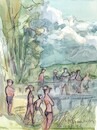 Cartoon: Summer by the lake 1 (small) by Kestutis tagged summer,lake,sketch,kestutis,lithuania,art,kunst