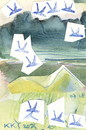 Cartoon: Terns evening (small) by Kestutis tagged dada,postcard,kestutis,lithuania,tern