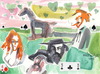 Cartoon: Three friends (small) by Kestutis tagged friend,cards,kestutis,lithuania,dada,kunst,art,valentinstag,watercolor,love,valentine,aquarell,western,cowboy,man,woman