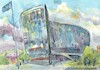 Cartoon: Vilnius. Clouds and architecture (small) by Kestutis tagged vilnius clouds architecture kestutis lithuania art kunst