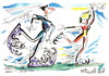 Cartoon: Natural power. Figure skating (small) by Kestutis tagged figure skating ice winter power sports olympic psychology woman man male female sochi 2014 kestutis lithuania nature