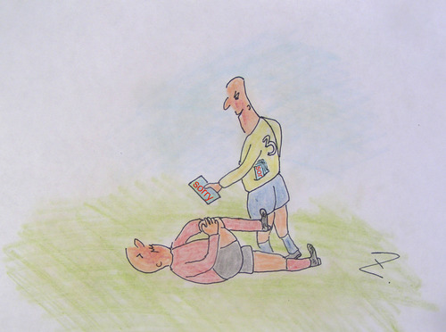Cartoon: sorry (medium) by Zoran tagged sports,football,fairplay,roughness