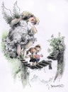Cartoon: der Schutzengel (small) by jiribernard tagged schutzengel gefahr kinder dicke frau gebirge brücke