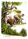 Cartoon: ohne Titel (small) by jiribernard tagged adam,und,eva,paradies,schlange,apfelbiss,eden,vertreibung,apfel