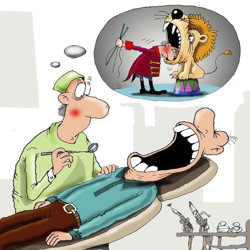 Cartoon: At the dentist (medium) by krutikof tagged dentist,patient,treatment