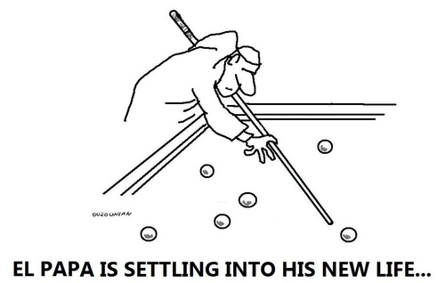 Cartoon: al papa and stuff (medium) by ouzounian tagged games,vatican,billiards,pope
