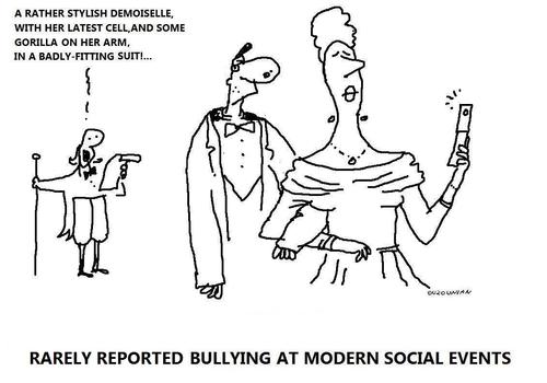 Cartoon: bullying and stuff (medium) by ouzounian tagged bullying,couples,men,women,parties