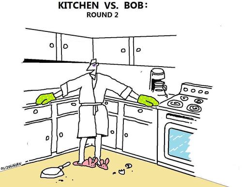 Cartoon: cooking and stuff (medium) by ouzounian tagged cooking,boxing,ring,ko,kitchens