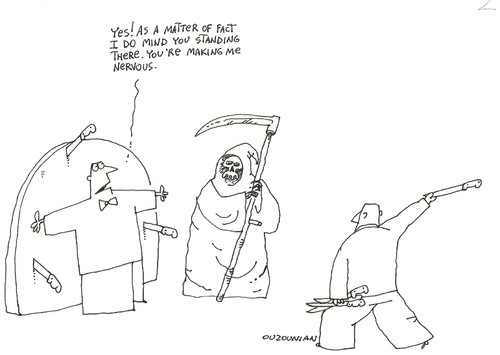 Cartoon: death and stuff (medium) by ouzounian tagged death,daredevils,circus