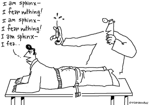 Cartoon: needles and stuff (medium) by ouzounian tagged sphinx,needles,doctors,patients