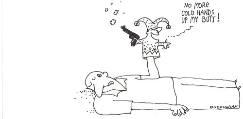 Cartoon: ouzounian (medium) by ouzounian tagged puppets,guns,suicide,depression