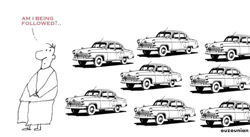 Cartoon: ouzounian (medium) by ouzounian tagged collage,cars,paranoia