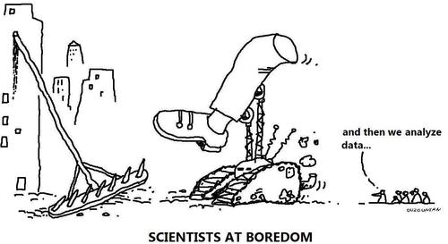Cartoon: science and stuff (medium) by ouzounian tagged rake,scientists,experiment,science