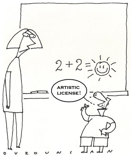 Cartoon: the arrogance of youth (medium) by ouzounian tagged kids,school,teachers,math,artisticlicense,arrogance