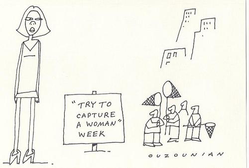 Cartoon: fast women (medium) by ouzounian tagged relationships,men,women,shyness,loneliness,dating