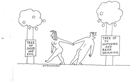 Cartoon: adam and eve (medium) by ouzounian tagged ouzounian