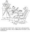 Cartoon: pushy musicians (small) by ouzounian tagged restaurants,violins,music,dating,musicians