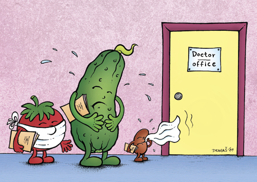Cartoon: Epidemic (medium) by dragas tagged vegetables,serbia,pancevo,dragas,tomato,cucumber,beans,doctor,flu