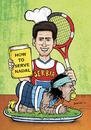 Cartoon: DJOKOVIC - HOW TO SERVE NADAL (small) by dragas tagged tennis,grass,sport,cup,djokovic,novak,serbia,pancevo,dragas,rafael,nadal,spain,cook