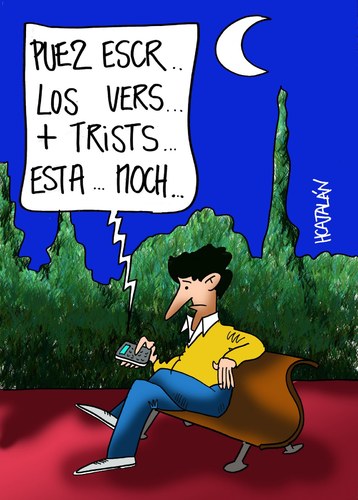 Cartoon: NERUDA (medium) by HCATALAN tagged poesia