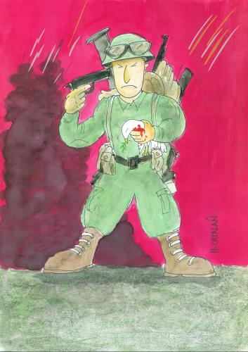 Cartoon: SUICIDIO (medium) by HCATALAN tagged paz,guerra,soldado,paloma