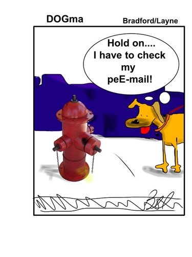 Cartoon: pee mail (medium) by Digitalpigg tagged pee,dog,hydrant,email,pet