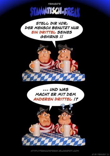 Cartoon: Ein Drittel Hirn (medium) by AlterEgon tagged claycartoon,stammtischfreax,beer,alcohol,brain,bavaria,bavarians,oktoberfest,drinking,plasticine